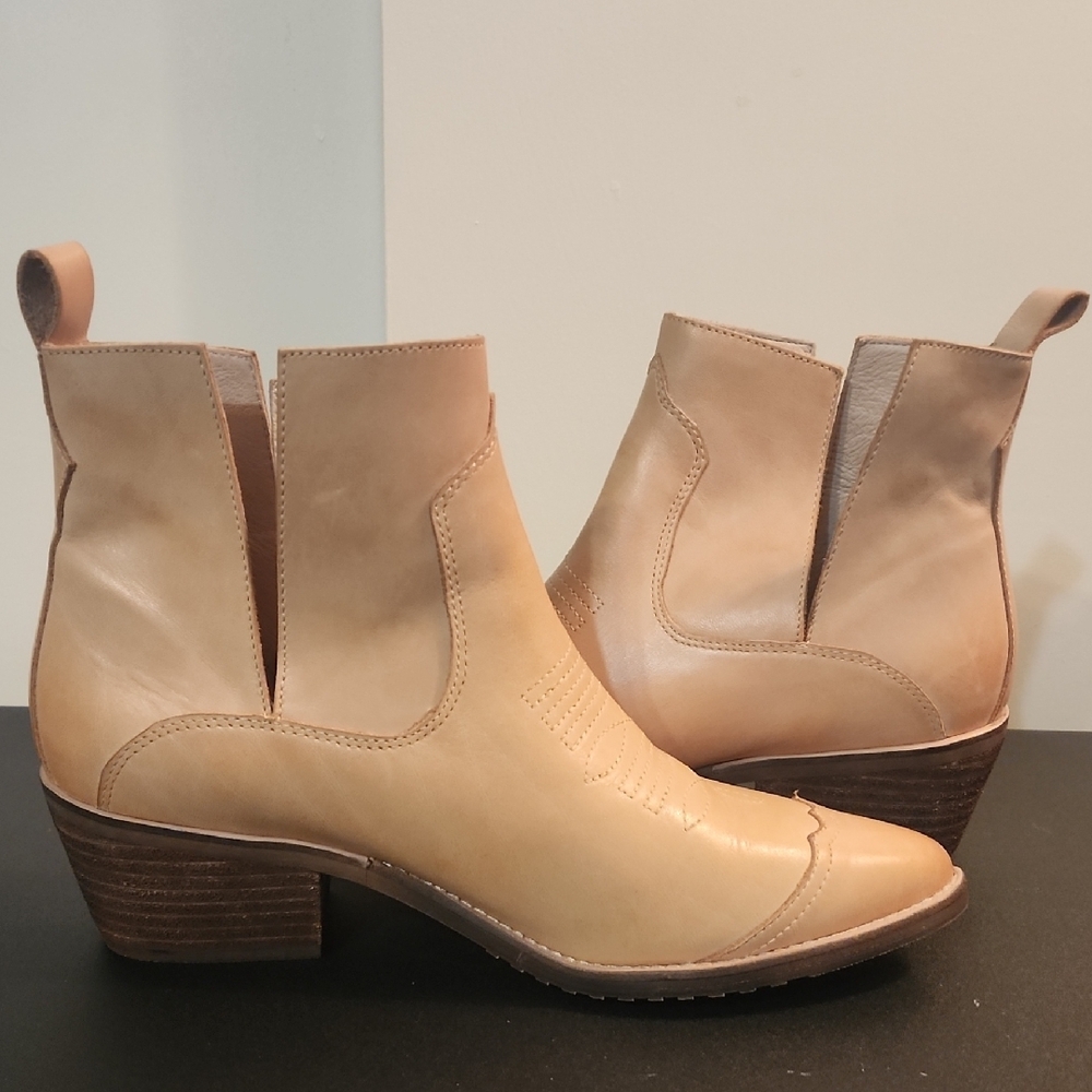 Anthropologie Tan Chelsea Ankle Boots